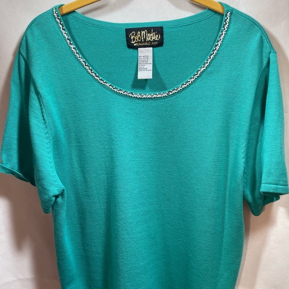 BOB MACKIE VINTAGE RARE FIND OPEN FRONT CARDIGAN SWEATER SET SLEEVED SHELL L - Picture 2 of 6